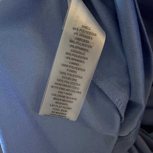 NWOT Padded Shoulder Ruched Jersey Dress In Periwinkle - 10 - Picture 6 of 7